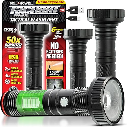 Miniatura 1 de TacLight Max - Paquete de 3 linternas tácticas de alto lúmenes, linternas LED recargables, linternas pequeñas, linterna brillante, luces de flash