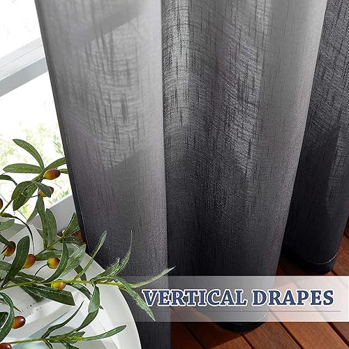 Miniatura 10 de Nicetown - Cortinas de ventana semitransparentes con ojales, mezcla de lino degradado, cortinas verticales para dormitorio, sala de estarhabitación