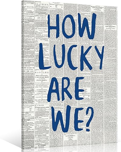 Lienzo decorativo para pared, diseño de periódico How lucky are wes, póster vintage de noticias azules, póster estético de la habitación de los años