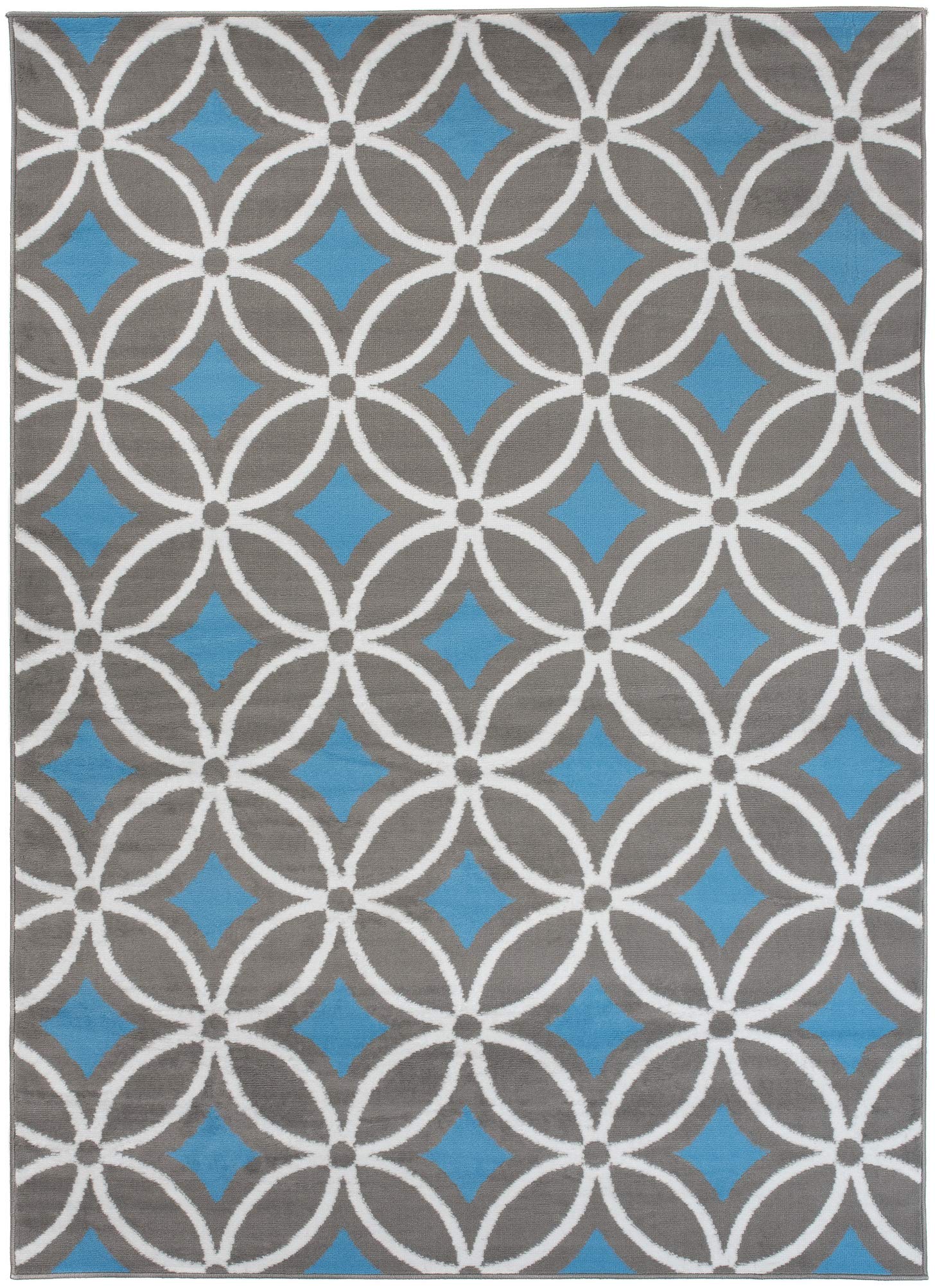 Carpeto Grand Tapis Salon 180x250cm Anthracite Bleu Géométrique Doux Gris