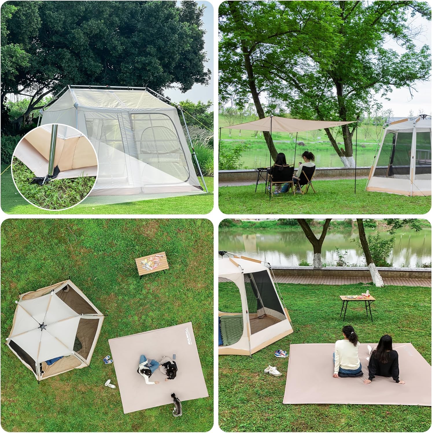 EULANT Tapis de sol imperméable pour tentes EULANT - Grande bâche sous tente - Empreinte universelle pour camping, pique-nique, randonnée