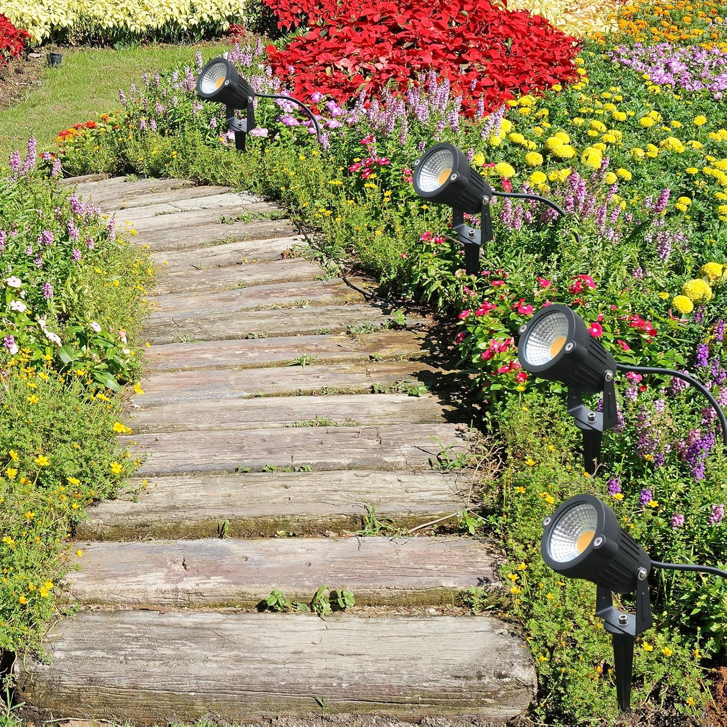 16 Packs Threaded Spike Flood Light Ground Stake Metal Replacement Stakes for Solar Lights Outdoor LED Solar Light Stakes with 16 Hex Screws for Gardens Yard Path Lawn 6.3 Inches (Black) - Image 5