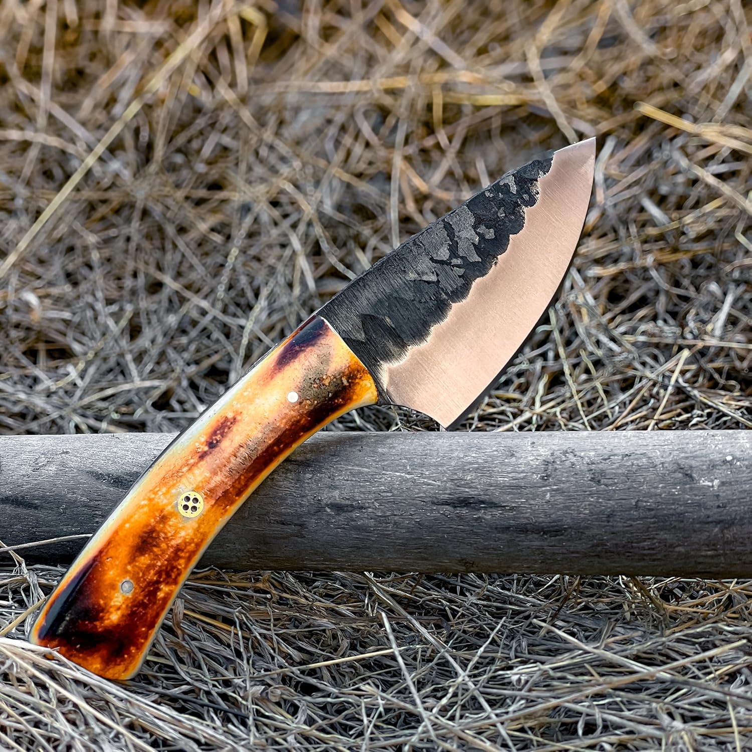 Handmade Skinner Cowboy Knife with Leather Sheath, 7 Inches Fixed Blade Hunting Gear With Bone Handle, EDC Fixed Blade with Leather Sheath, Outdoor Camping Knife, Skinning Knive