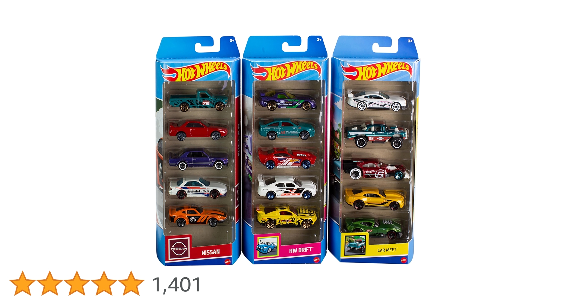Amazon.co.jp: Hot Wheels 5-Pack Bundle of 15 Toy Cars, 3 Themed