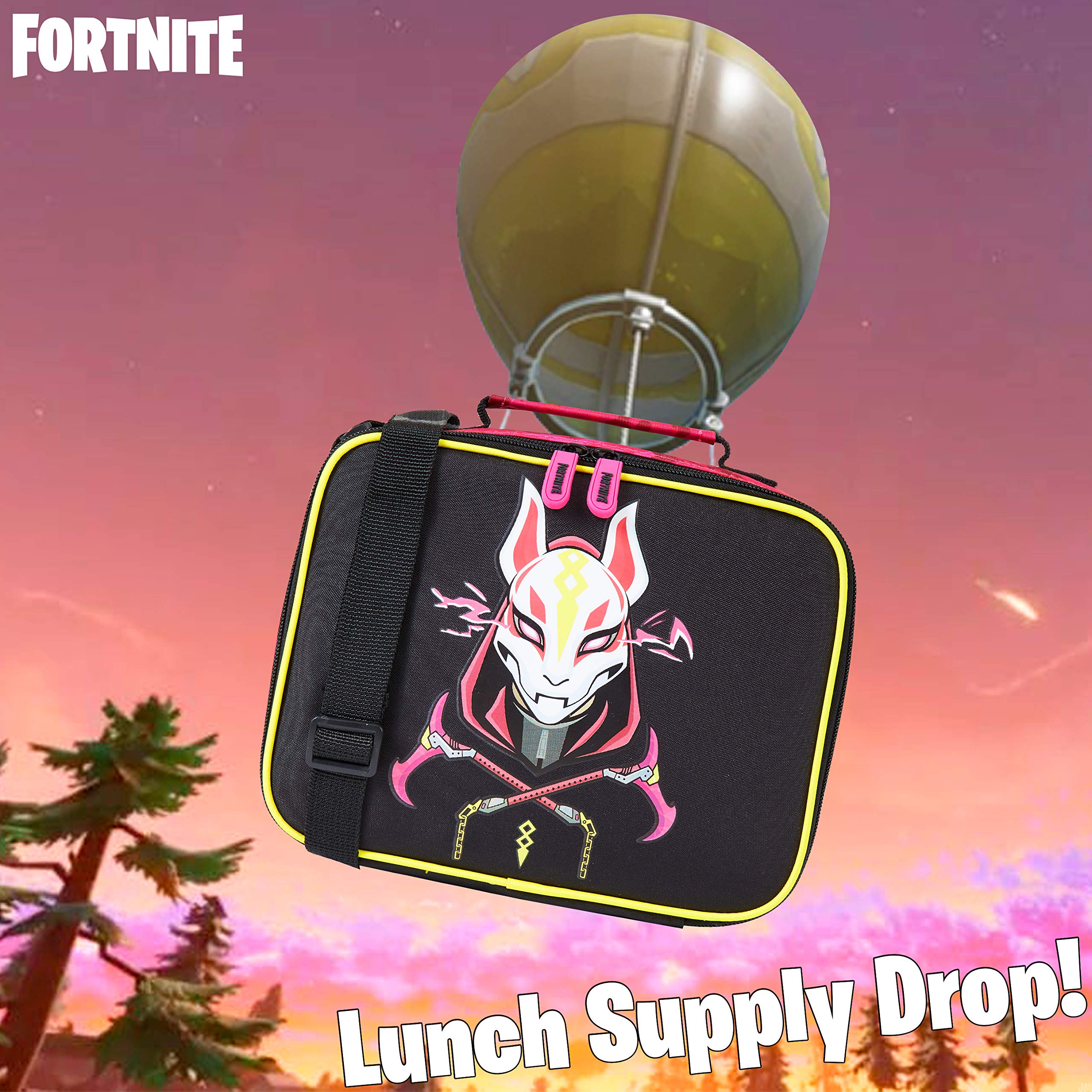 Fortnite Sac Isotherme Repas Enfant, Lunch Box Boite A Gouter pour Repas Ecole, Tartine, Sandwich, Accessoire Officiel, Idée Cadeau Garçon Ou Fille (Noir