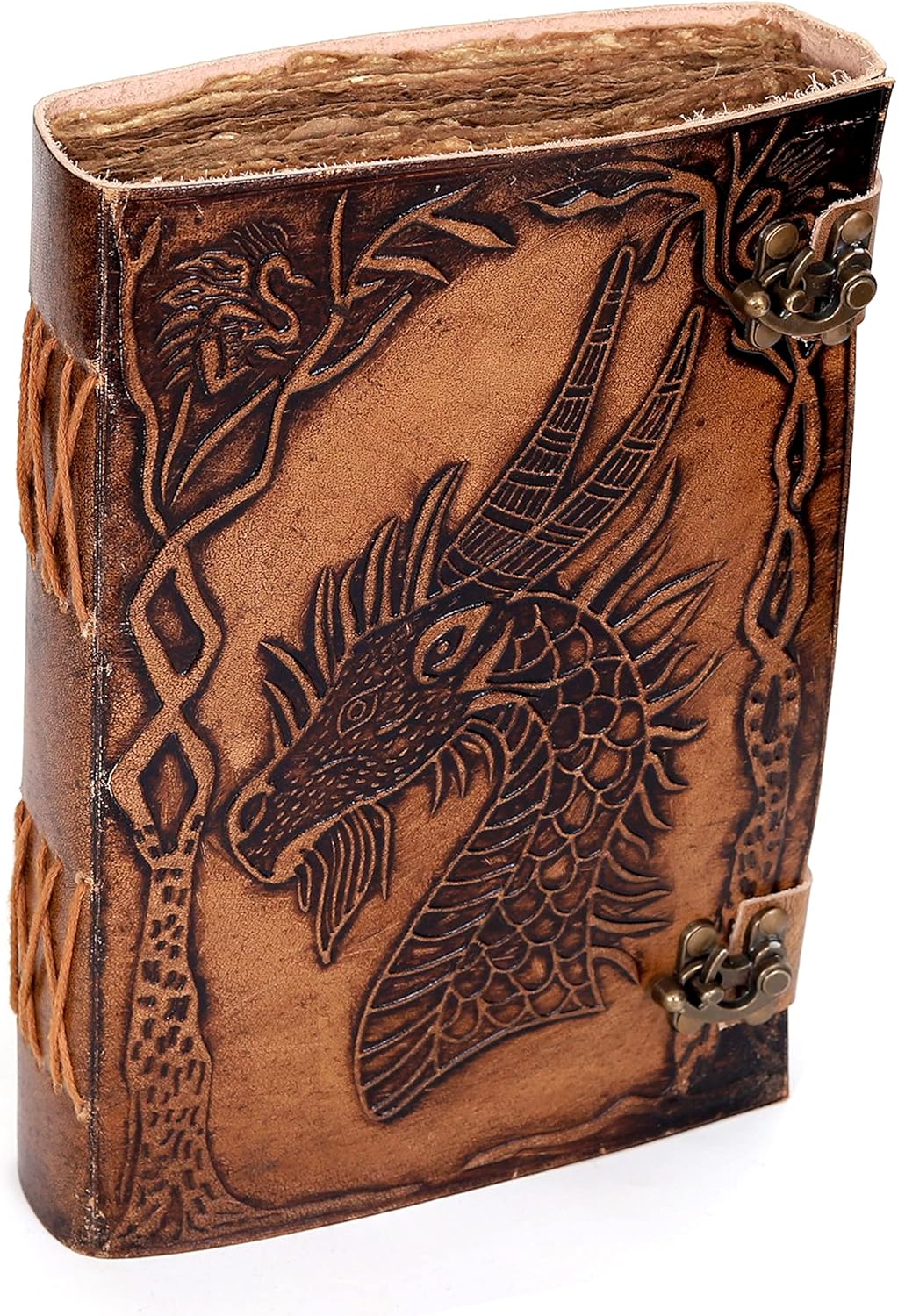 Vintage Journal, Vintage Dragon Journal Leather, 200 Deckle Edge Handmade Paper, Leather Journal, Leather Notebook, Leatrher Sketchbook, Dragon Journal for Women, Dragon Journal Leather (10 x 7 Inch,
