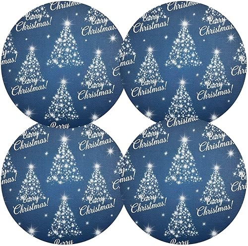 Miniatura 2 de White Snowflakes Trees Blue Place Mats, Non Slip Washable Placmats for Kitchen Table one sizex4