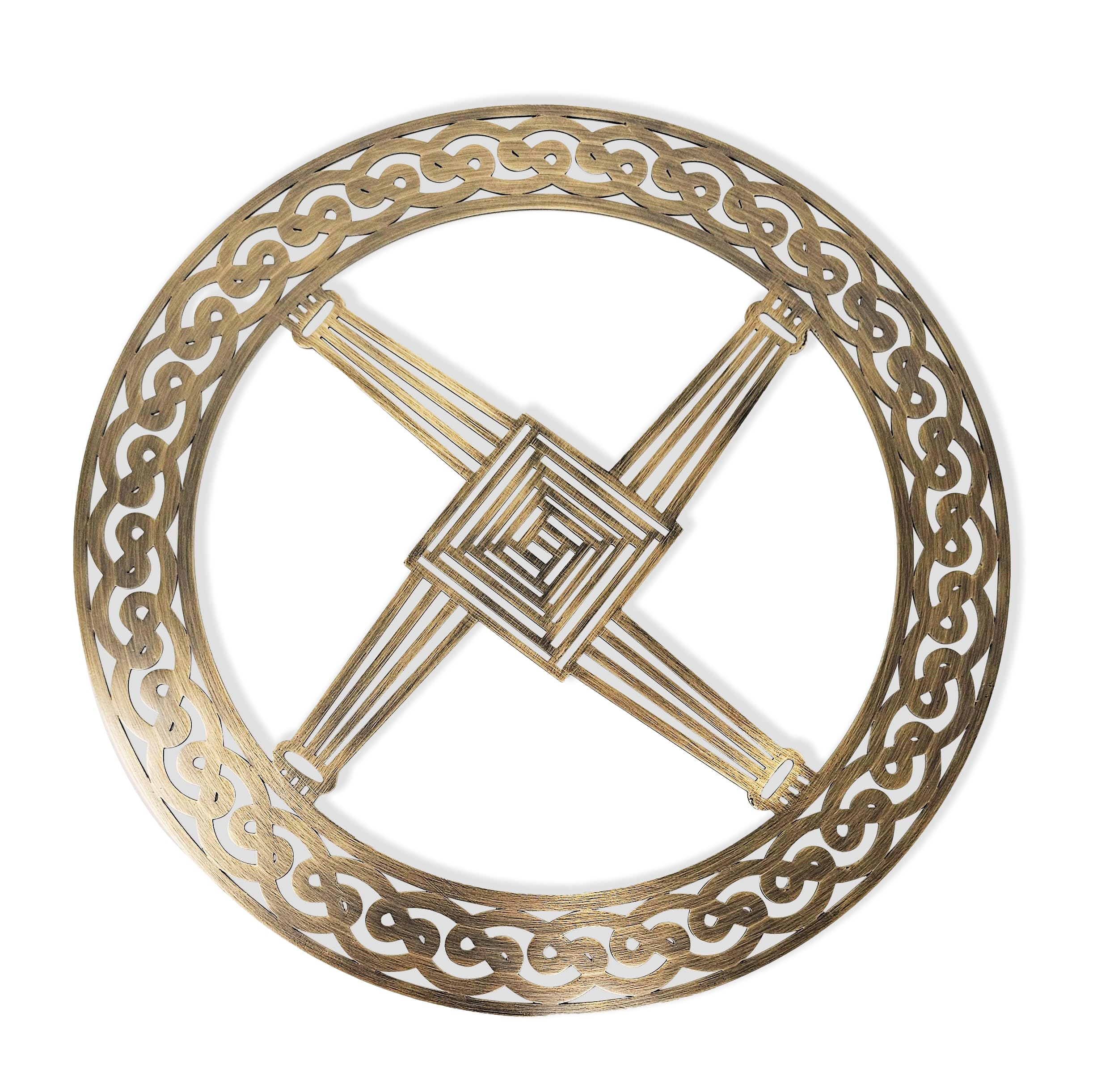 Exclusively Irish St Brigit's cross round-shaped wall hang (Antique Brass), 30.5L x 30.5W cm