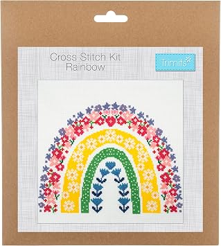 Trimits Large Cross Stitch Kits - Counted Embroidery Needlework for Adults Beginners Kids, Christmas Gifts Wall Art (Frame Not Included), 11 Count, Rainbow