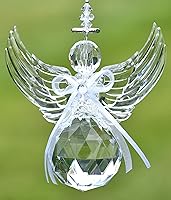 Vista 1 de Adorno de ángel acrílico de calidad de cristal (base esférica, transparente)