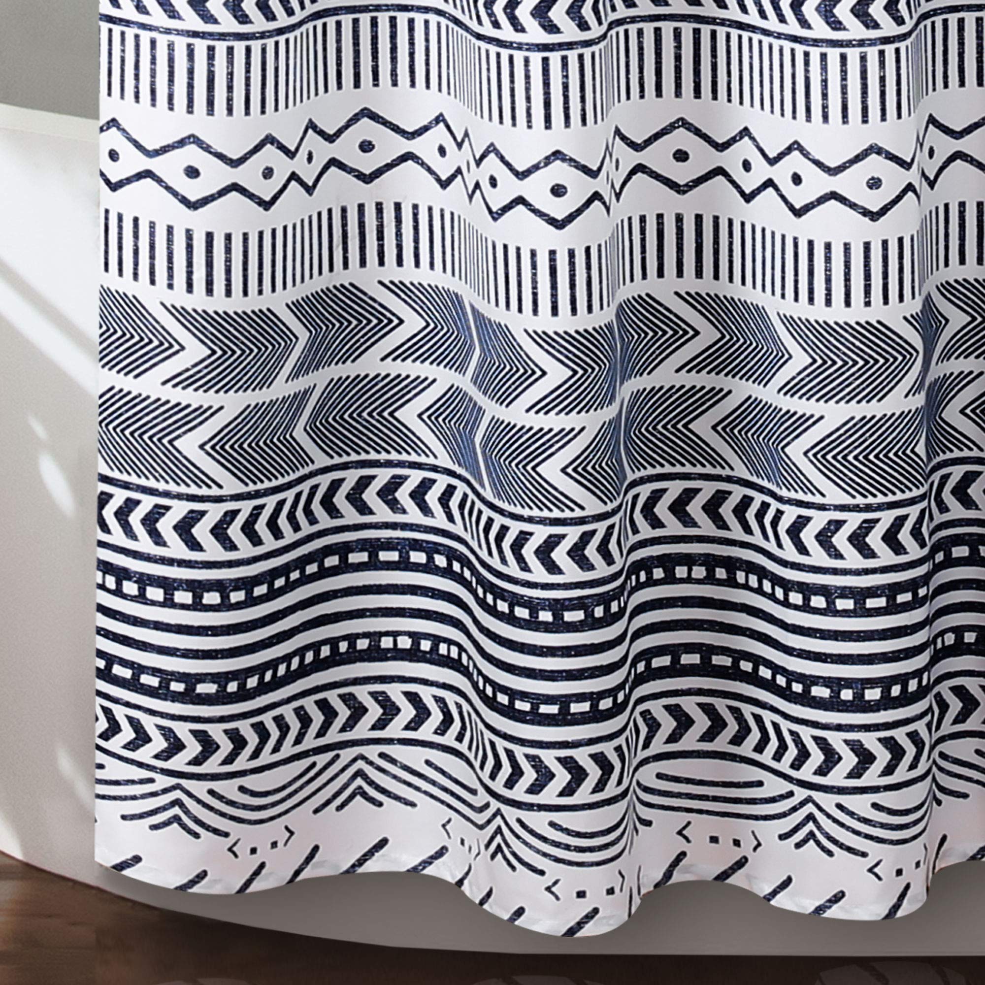 Lush Decor Hygge Geo Shower Curtain, 72" x 72", Navy and White, Navy & White, W 72" x L 72" (1 Panels) - Image 4