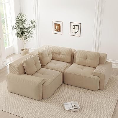 Sofá esquinero resistente de 3 plazas, modular y configurable, con acolchado 32D, resistente a los arañazos, antimanchas, apto para mascotas, no se puede montar (plegado, sofá de esquina de 3 plazas)