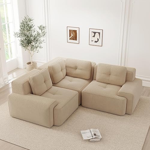 Sofá esquinero resistente de 3 plazas, modular y configurable, con acolchado 32D, resistente a los arañazos, antimanchas, apto para mascotas, no se puede montar (plegado, sofá de esquina de 3 plazas)