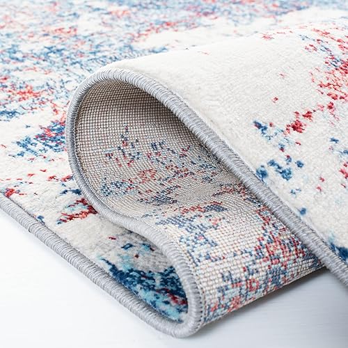 Miniatura 37 de SAFAVIEH Brentwood Collection - Alfombra de área de 9 x 12 pies, gris claro y azul, diseño abstracto moderno, no desprende pelusa y de fácil azul