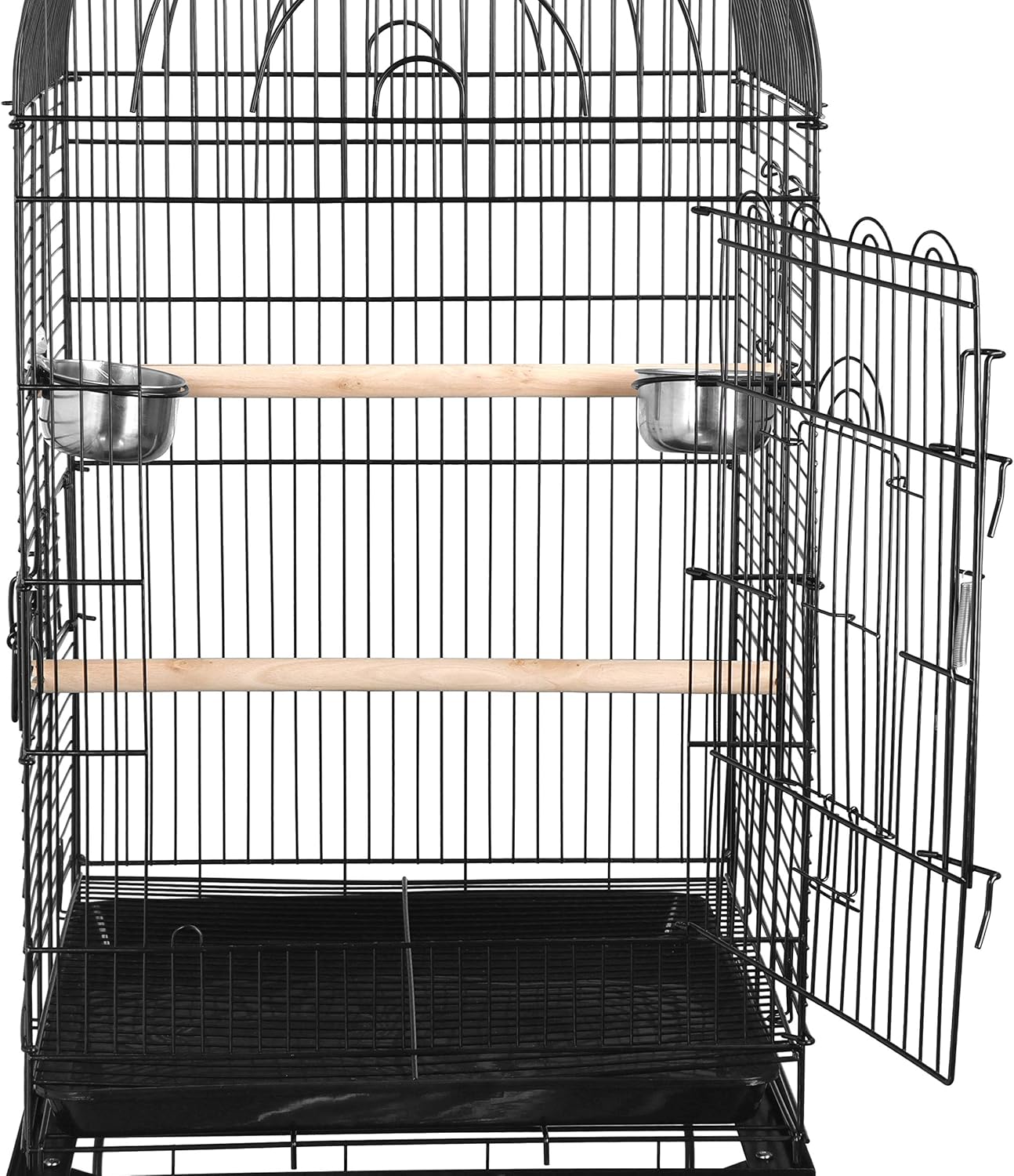 63.5 Inches Medium Bird Cage Open Top Parrot Cage with Detachable Stand, Rolling Wheels Lovebird Cockatiel Quaker Sun Parakeet Green-Cheek Conure Cage