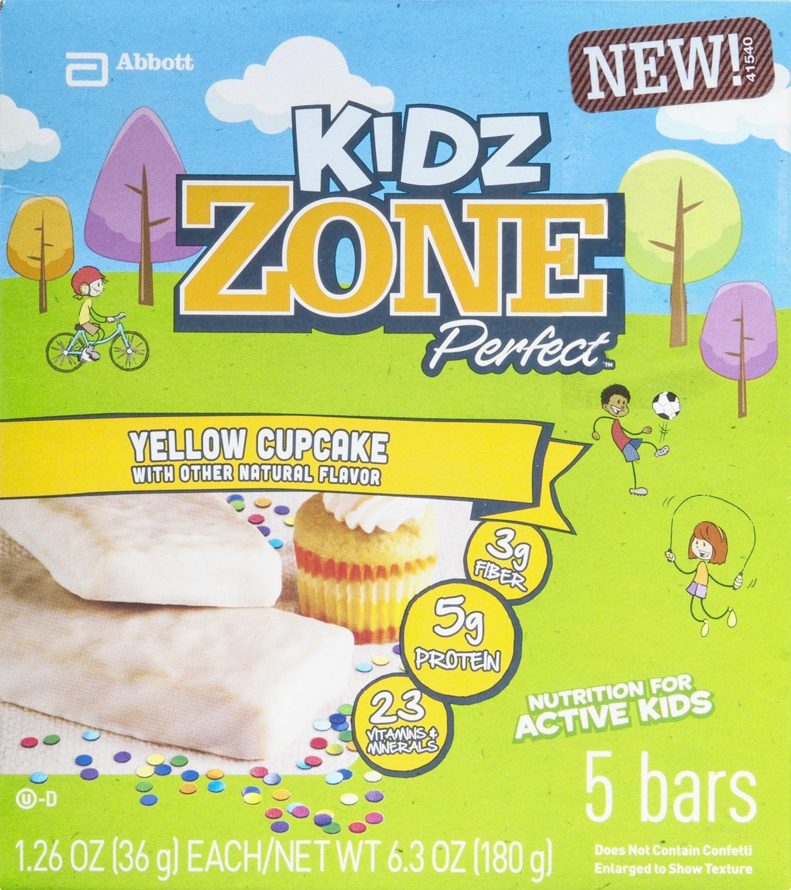 Kidz Zone Perfect Yellow Cup Cake Bar 5 Pack 6.5 Oz (5/1.23)