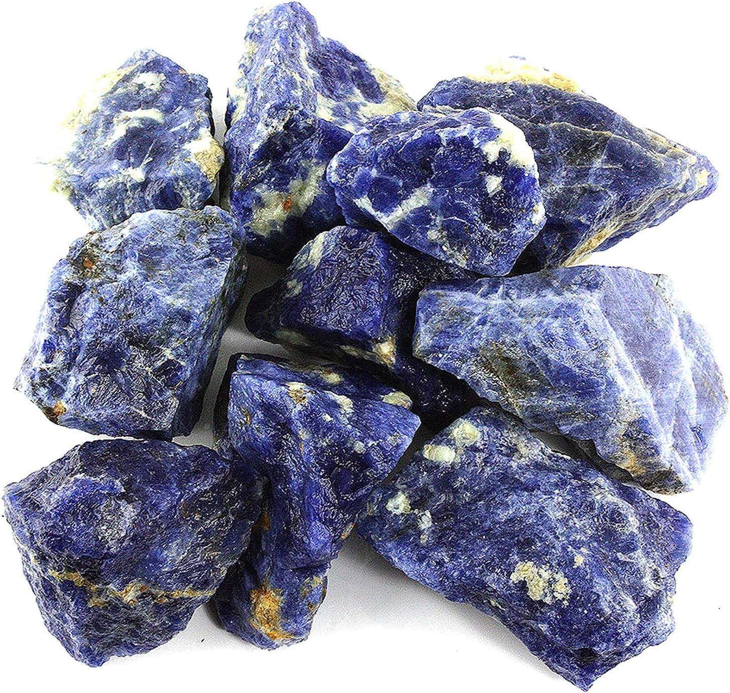 Crystal Allies Materials 1lb Bulk Rough Blue Sodalite Stones from Brazil Large 1"+ Raw Natural Crystals for Cabbing, Cutting, Lapidary, Tumbling, and Polishing & Reiki Crystal Healing Wholesale Lot