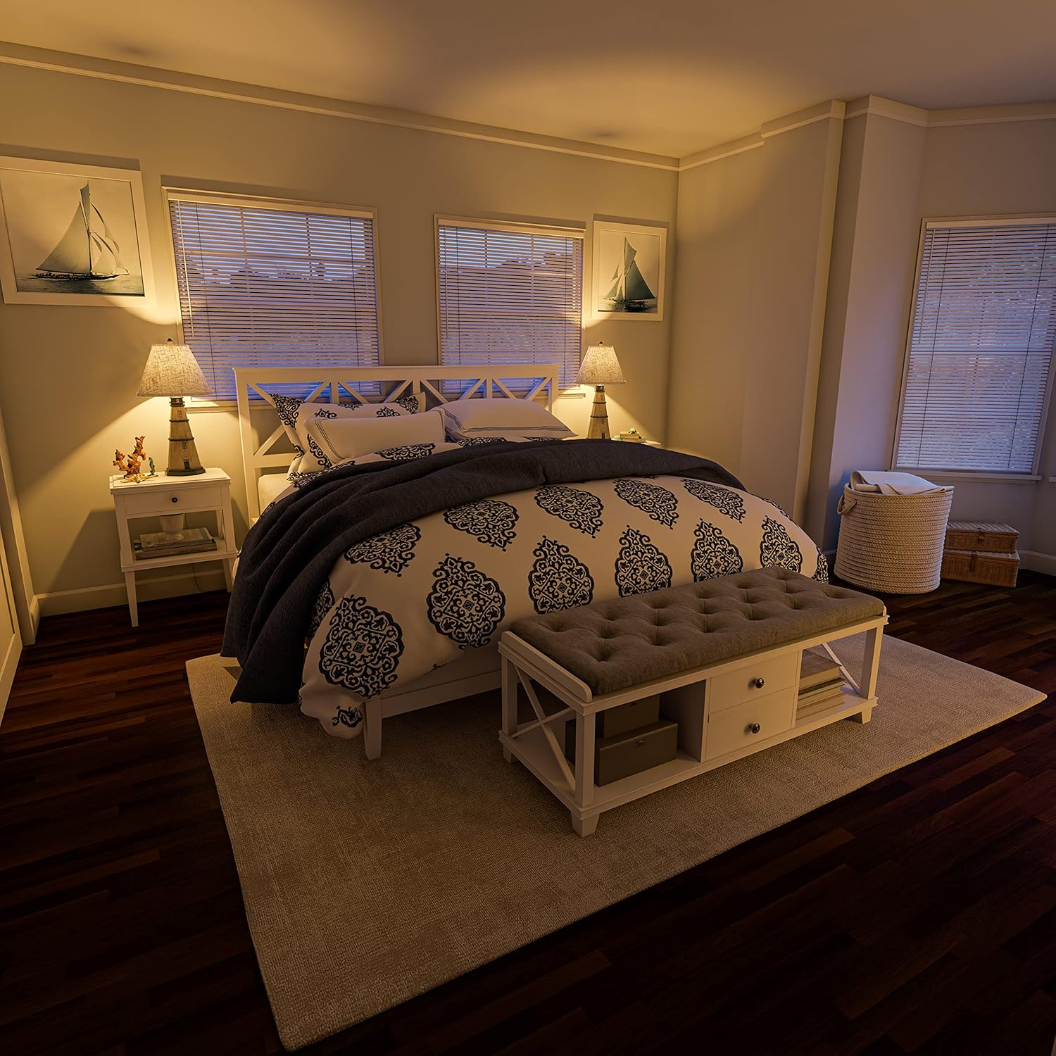 Kenroy Home 20140AW Nantucket Table Lamp with Antique White Finish, Casual Style, 31" Height, 16" Width, 16" Depth