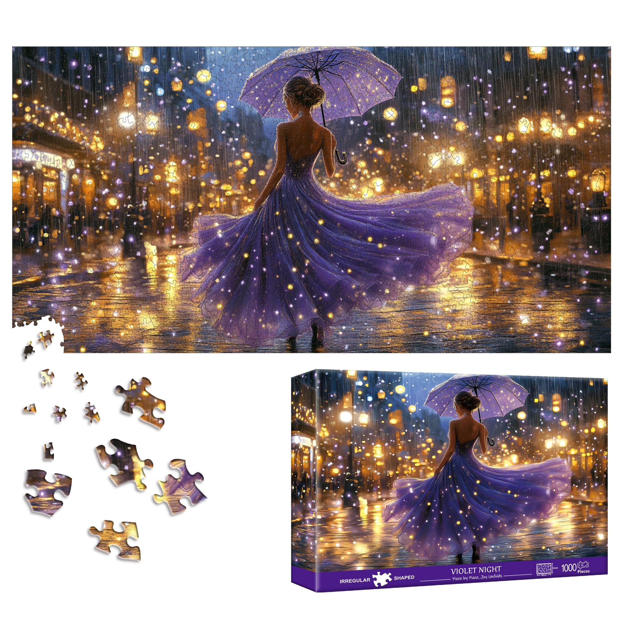 Bimkole Violet Night Puzzles for Adults 1000 Pieces, Woman Paper Jigsaw Puzzle 1000 Pieces