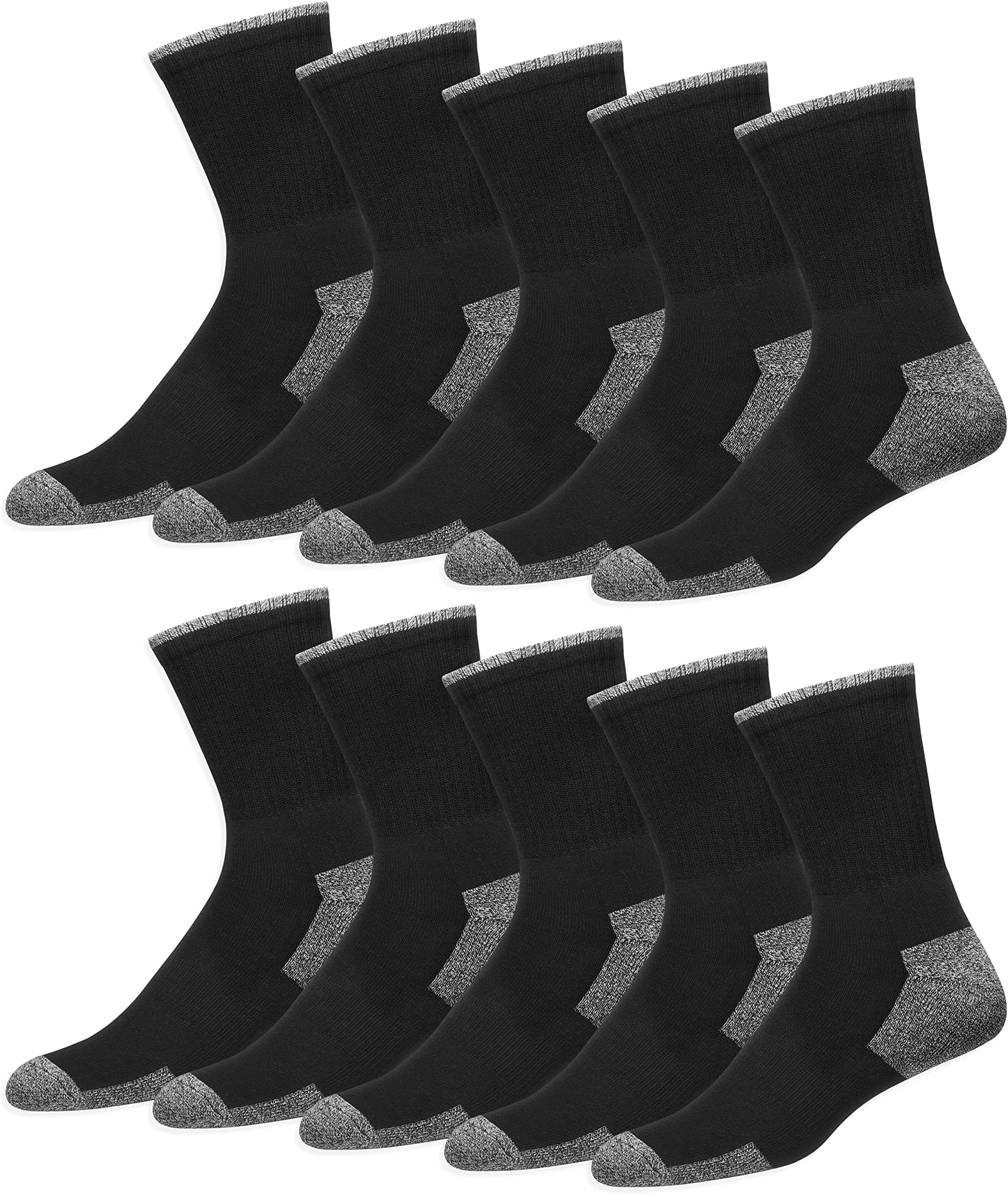 10 Pairs Men’s Cotton Sports Socks Work Crew Socks, Pack of 10