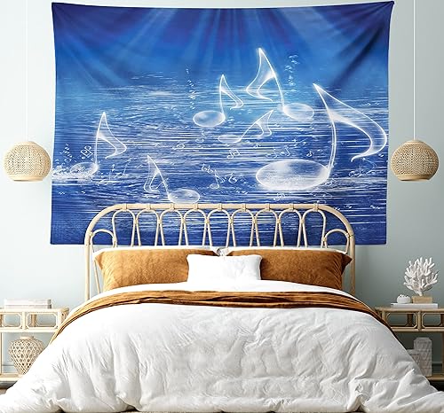 Miniatura 78 de Ambesonne Tapiz hawaiano, Costa Na Pali en la isla de Kauai en Hawái, día soleado, horizonte de montaña, colgante de pared para dormitorio, sala