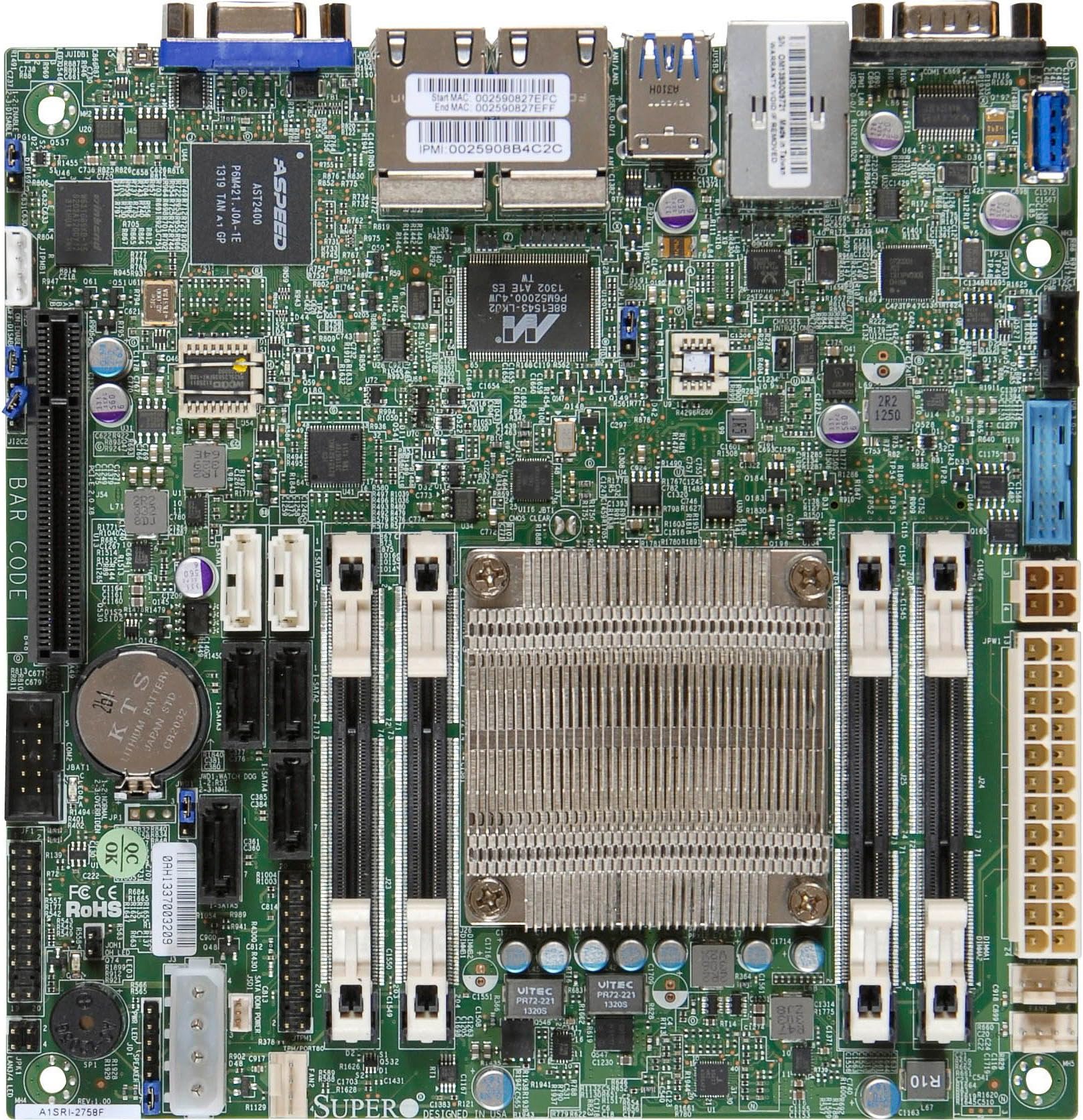 Supermicro Atom C2758 UP TO 64GB DDR3 PCIE SATA USB Mini ITX DDR3 1333 NA Motherboards MBD-A1SRI-2758F-O