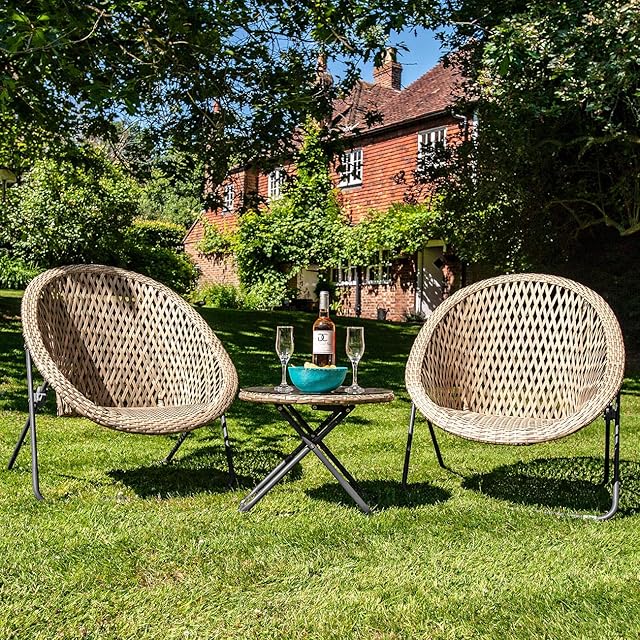 Dawsons Living Faux Rattan Bistro Set - Choice of Colours - Conservatory Garden Patio and Decking Furniture Chairs and Glass Top Table Set
