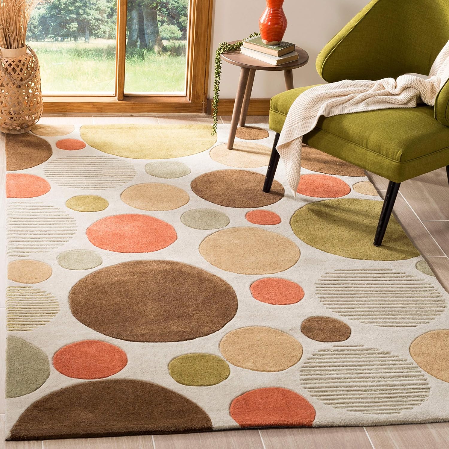SAFAVIEH Modern Art Collection 2'6" x 12' IvoryMulti MDA615A Handmade Dots Runner Rug