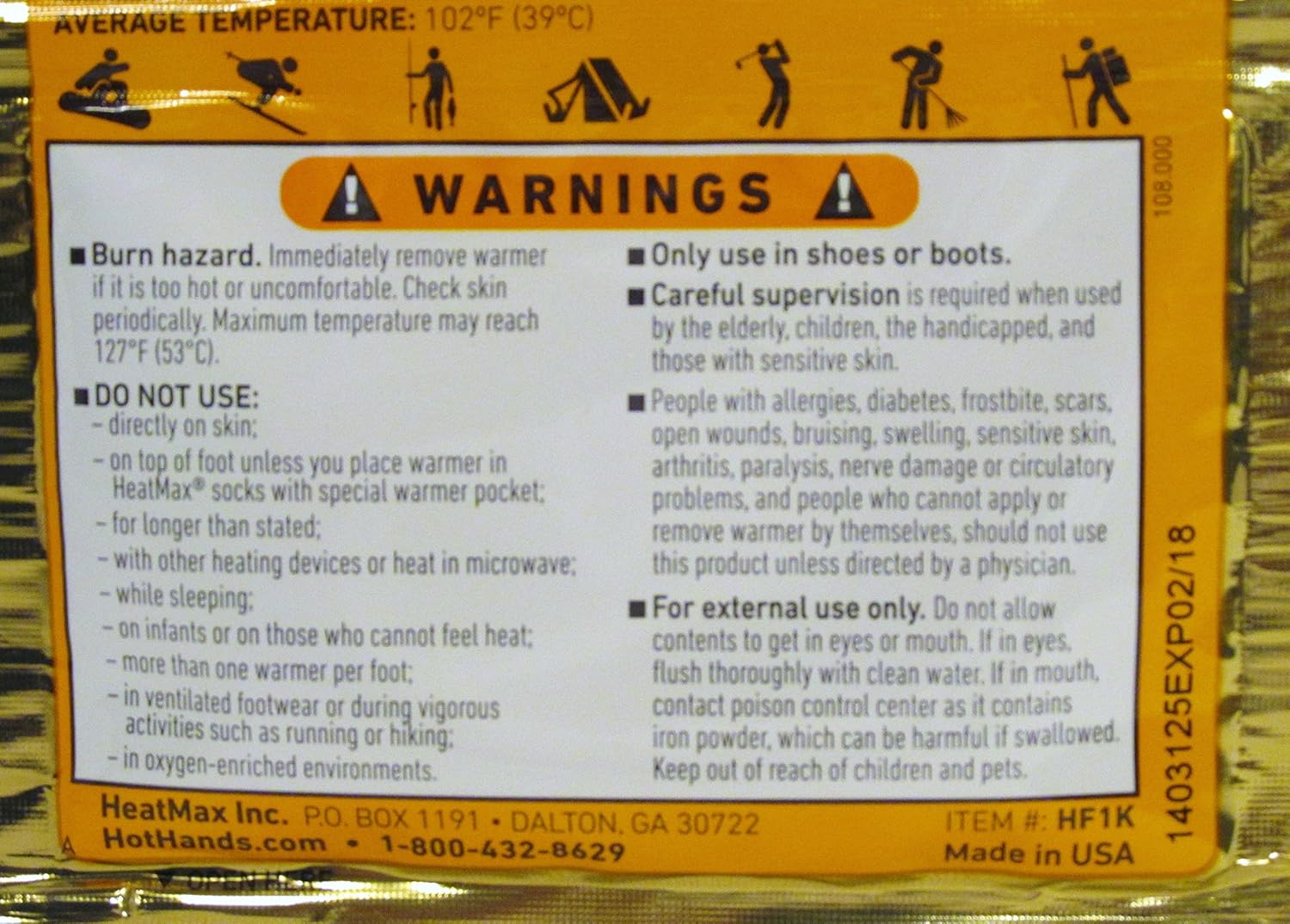 HotHands Foot Warmers Packaging