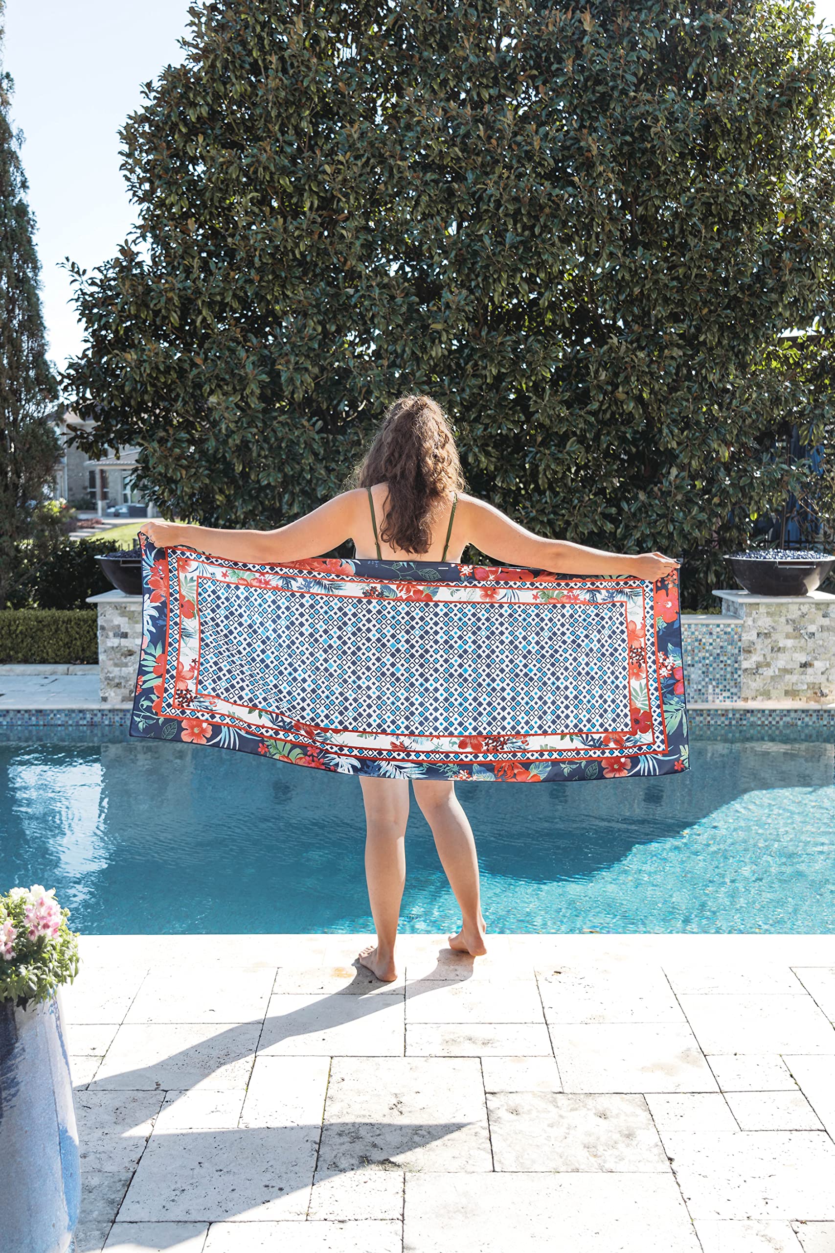 Simple Sarongs Women's Beach Towel & Swimsuit Cover-Up All-in-One - 2-in-1 Wrap With Buttons