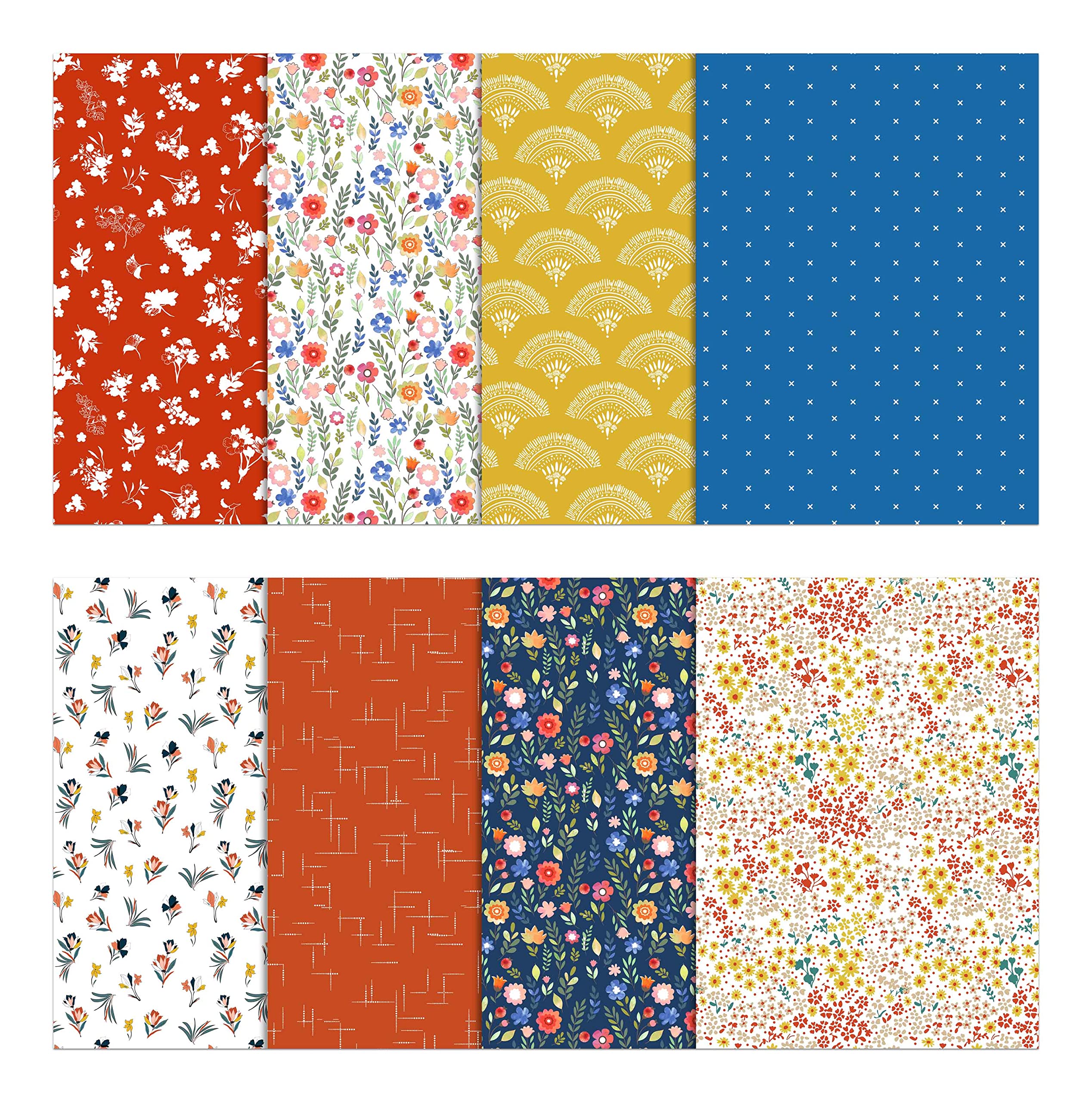 Soimoi 8 Pc Fat Quarter Bundle, Floral Ditsy Print 18"x 22" DIY Patchwork- 100% Cotton Pre-Cut Quilting Fabric Multicolor