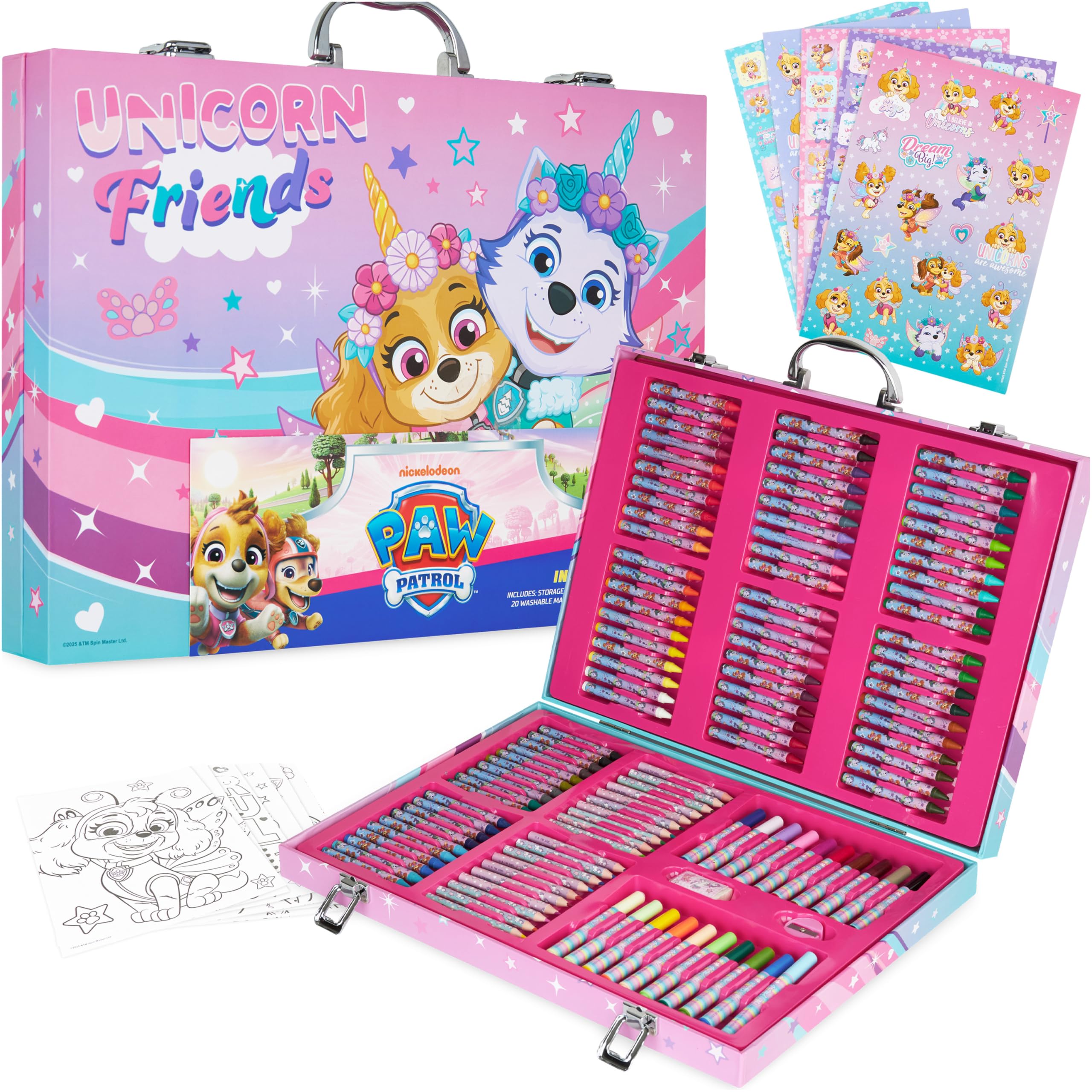 Get Trend Paw Patrol Inspiration Kids Art Set 137 Pcs, Colouring Pencils Crayons Washable Markers & Accessories, Fun Arts & Crafts Stationery Set for Drawing Colouring, Creative Gifts for Kids