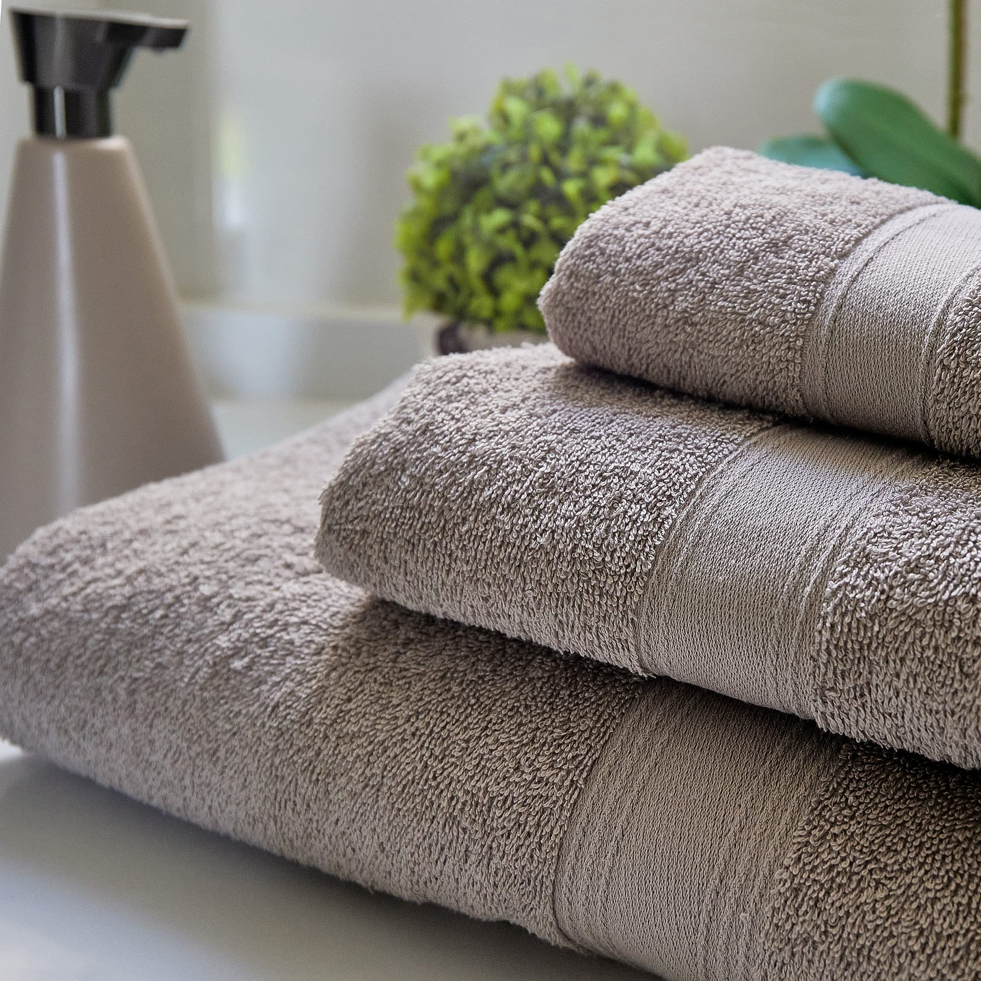 SET DI 6 ASCIUGAMANI DI CORTESIA 100% cotone TORTORA