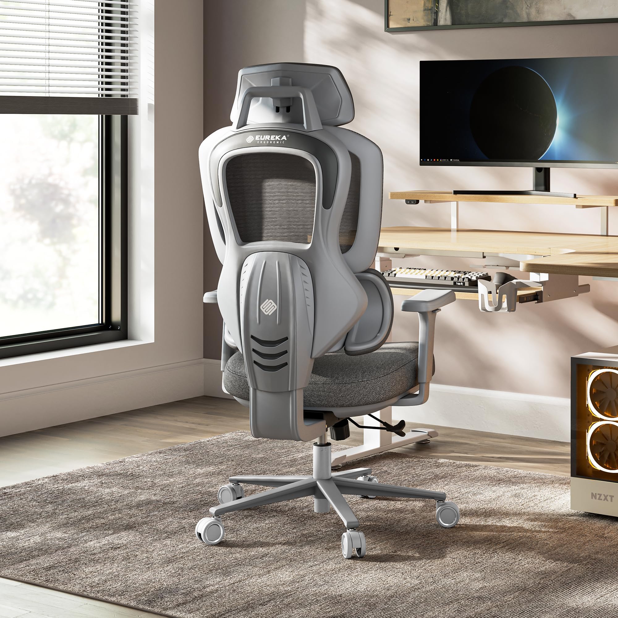 - EUREKA ERGONOMIC Typhon Gaming Chair, Ergonomic Office Chair, Home Office Desk Chairs, Gaming Chairs for Adults, Mesh Office Chair, Adjustable Armrest Headrest, Hight Back, GreyBlack