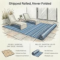 Vista 4 de Fab Habitat - Tapete de plástico reciclado para exteriores, impermeable, resistente a la decoloración y a las arrugas, a rayas, para patio, terraza