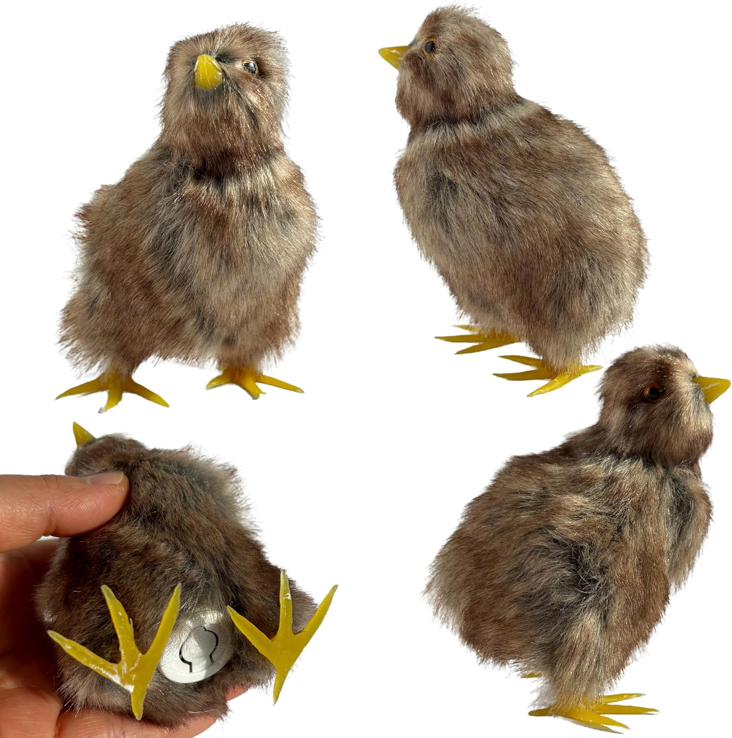 Lifelike Brown Baby Chick Figurines Easter Toys - 4 Realistic Faux Fur Chicken, Easter Basket Stuffers, Spring Decorations, Rustic Decor, Window Displays, Photo Props - Image 8