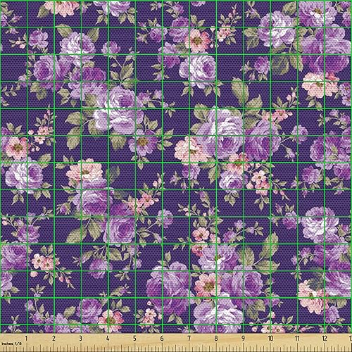 Vista 199 de Lunarable The Yard, tela azul real de The Yard, patrón de cerámica inspirado en el Medio Oriente estilo marroquí, estampado oriental, tela de satén