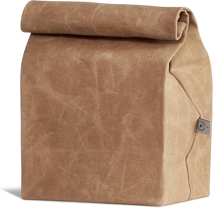 waxed canvas lunch bolsa with strap