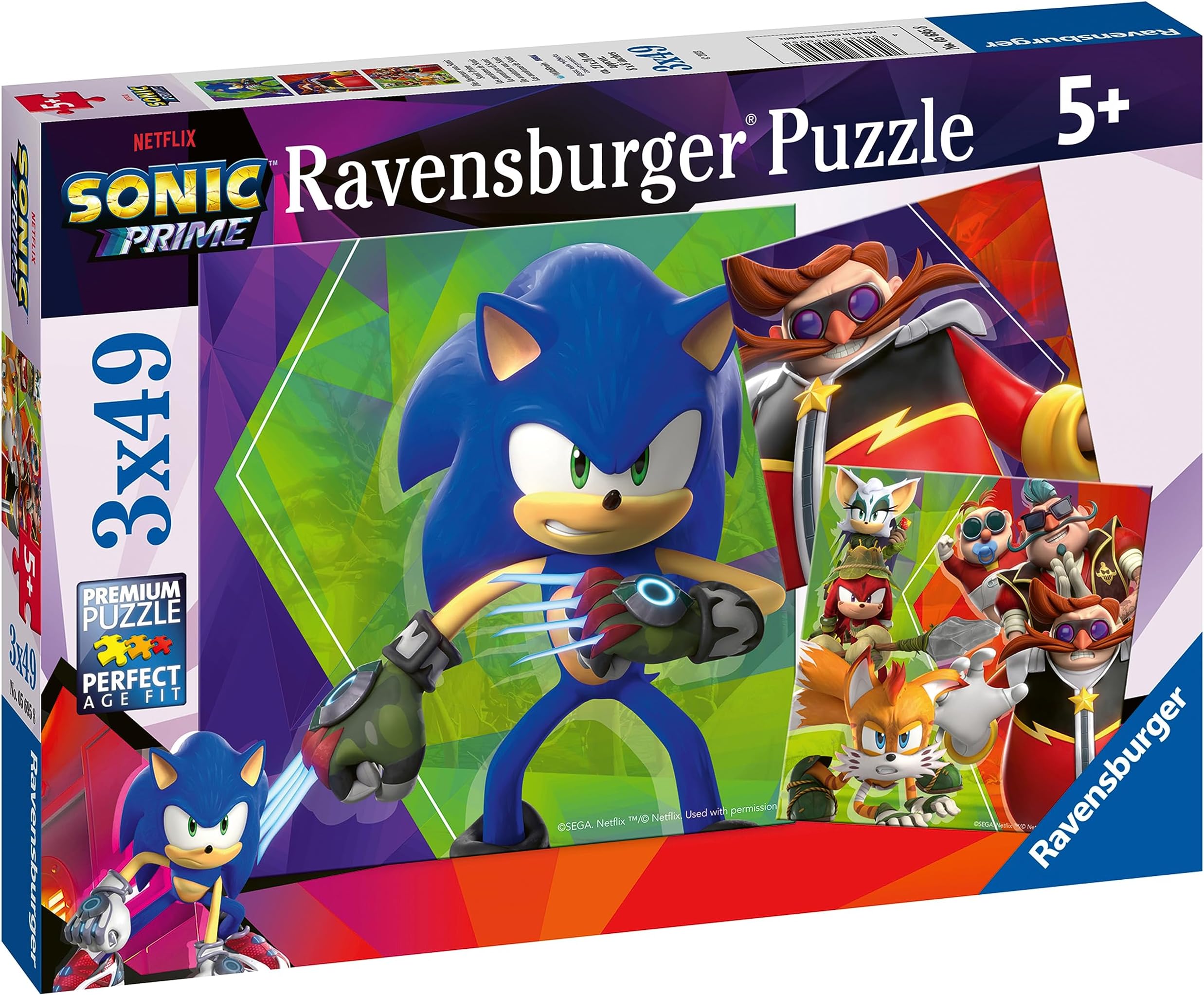 Ravensburger Sonic Prime 3x 49 Piece Jigsaw Puzzles for Kids Age 5 Years Up