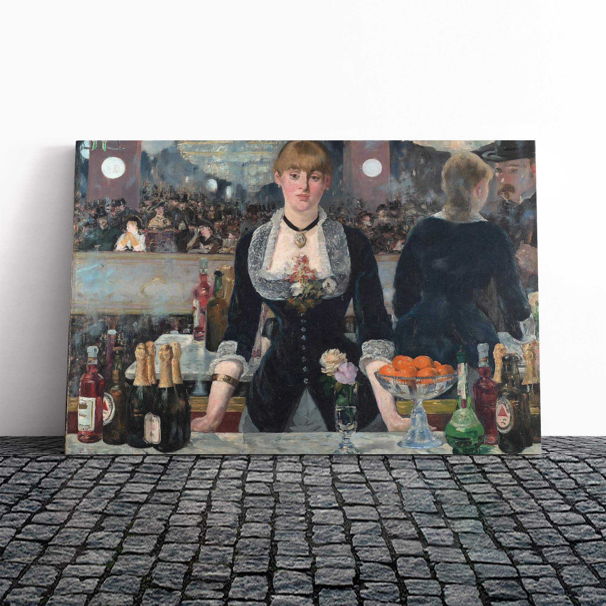 Edouard Manet A Bar at The Folies Bergere Canvas Print | Gallery Wrapped 30mm Frame Wall Art | 30x20 inches | Ready to Hang | Modern Picture | Living Room Bedroom Lounge Office