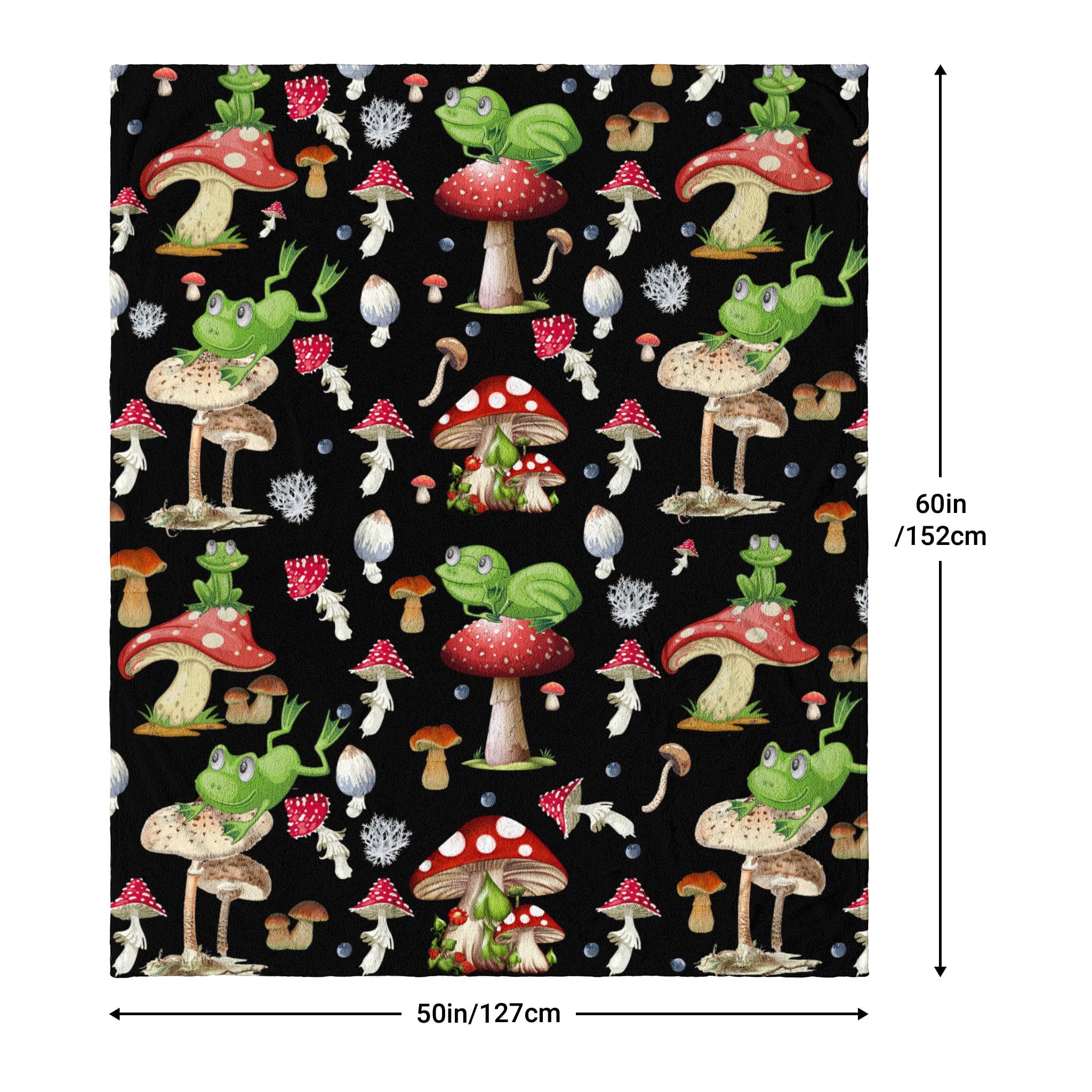 Frog Blanket Gifts for Women Men Kids, Soft Fuzzy Flannel Plush Mushroom Throw for Couch Sofa Bed Home Decorative - Image 4