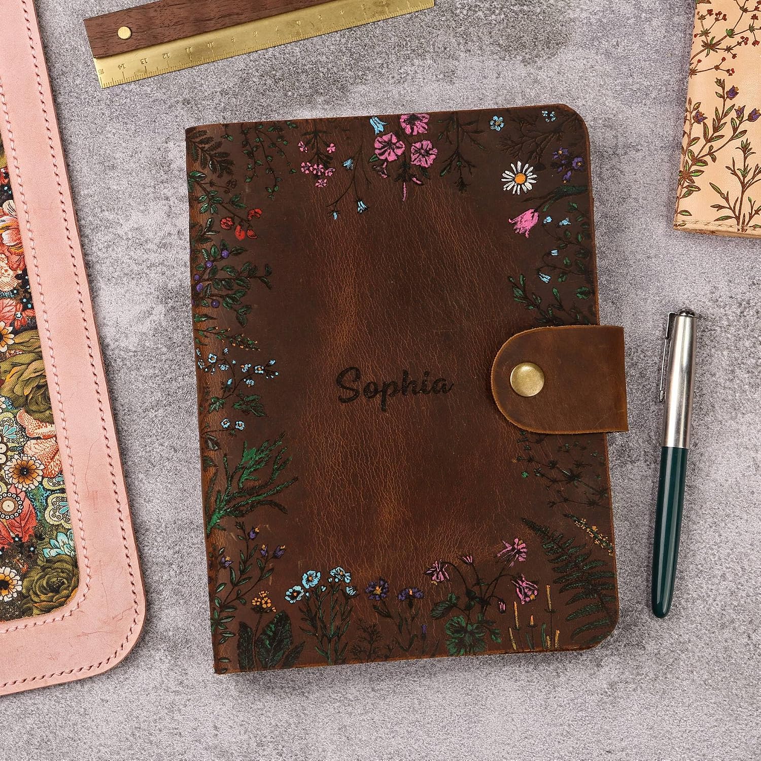 Leather A5 binder planner organiser, Personalized leather journal notebook, leather gift for her V05-LHA5B