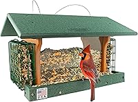 Vista 11 de DutchCrafters Comedero grande de plástico para pájaros con dos jaulas de sebo, comederos para pájaros para exteriores para alimentos o semillas