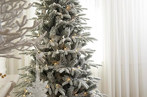 Miniatura 10 de HOLIDAY STUFF Árbol de Navidad artificial delgado de abeto nevado de 5 pies (5 pies sin iluminar)