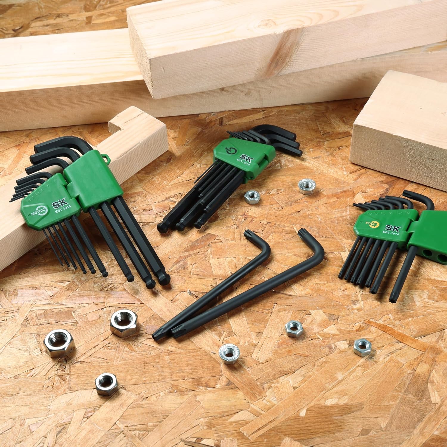 SK 27-Piece Allen Wrench Set, Metric/SAE/Star Hex Key Set, L-Shaped, S2 Steel, Black Phosphating Finish
