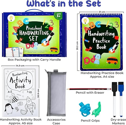 Miniatura 6 de Eli & Mia Práctica de escritura a mano para niños | 2 libros de aprendizaje preescolar con empuñaduras para lápices para niños | Actividades de