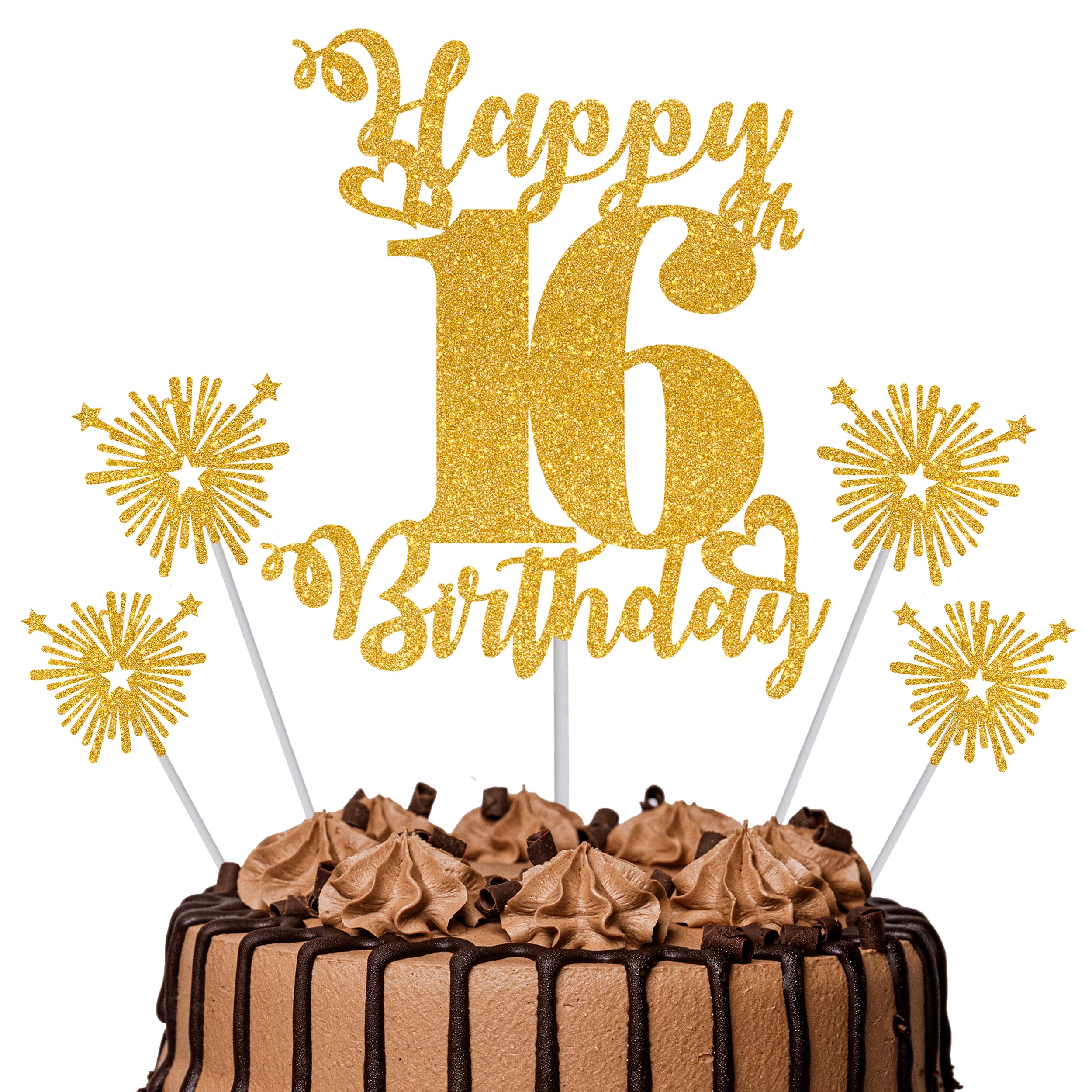 Gold Glitter 96th Birthday Cake Topper Set – 5 Piece Premium Glitter Birthday Decoration & Party Supplies for Men, Women & Kids – 96th Birthday — view 67