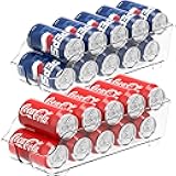 Soda Can Organizer and Dispenser for Refrigerator / Pantry, Clear, Set of 2