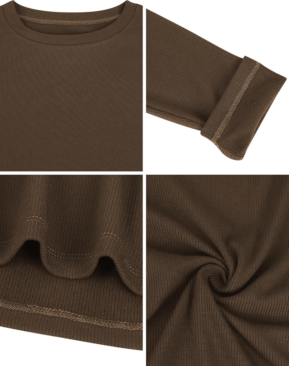 Laughido Women's Casual Slim Fit Basic T Shirts Crew Neck Long Sleeve Top Ribbed Knit Going Out Clothing 2025 - Image 6