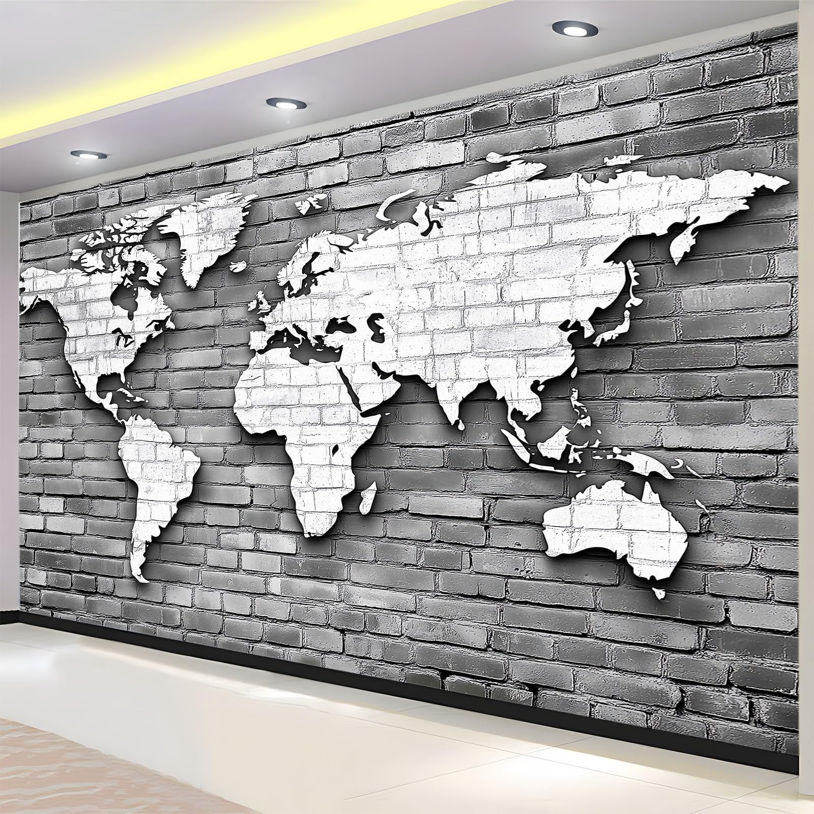 Panoramiczna tapeta mapa świata szara 350x256 cm fototapeta z włókniny, plakat niestandardowy gobelin ścienny 3D do salonu sypialnia dekoracja ścienna